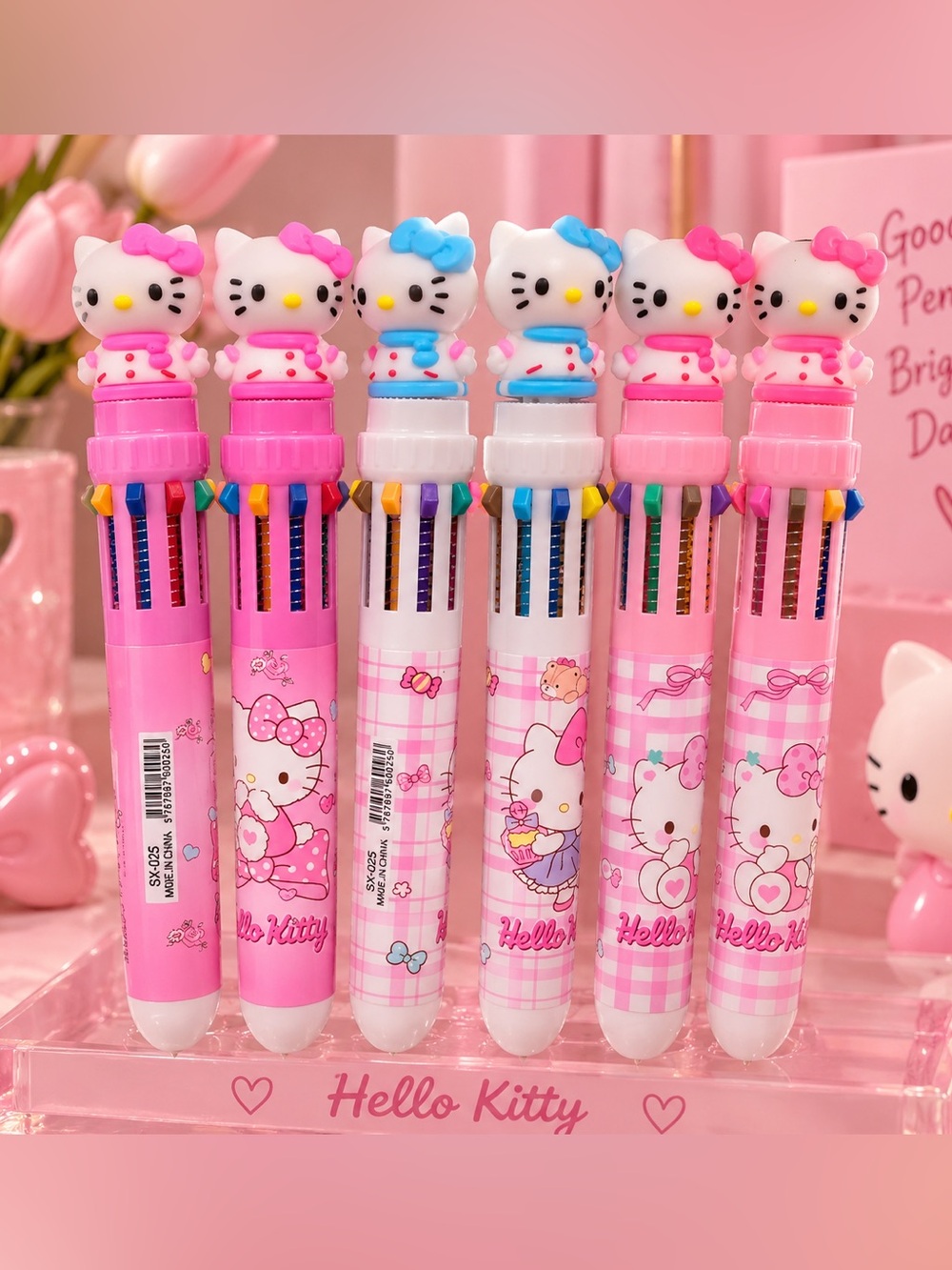 Hello Kitty Pink & White Multi-Color  Set of 6